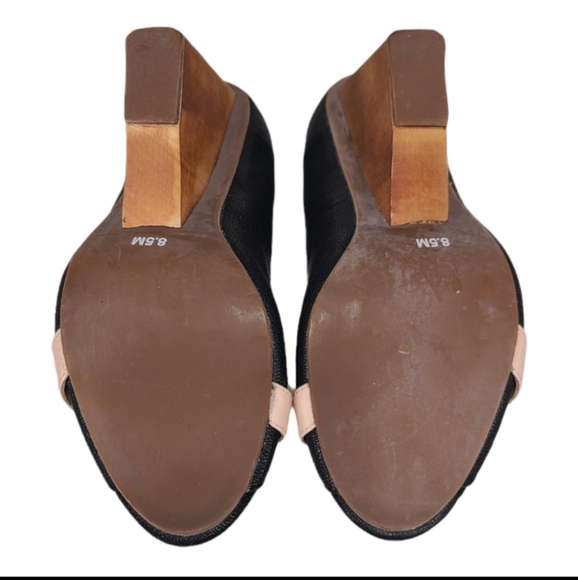Jeffrey Campbell Monet Wood Wedge Leather Strap Heels - Picture 7 of 10